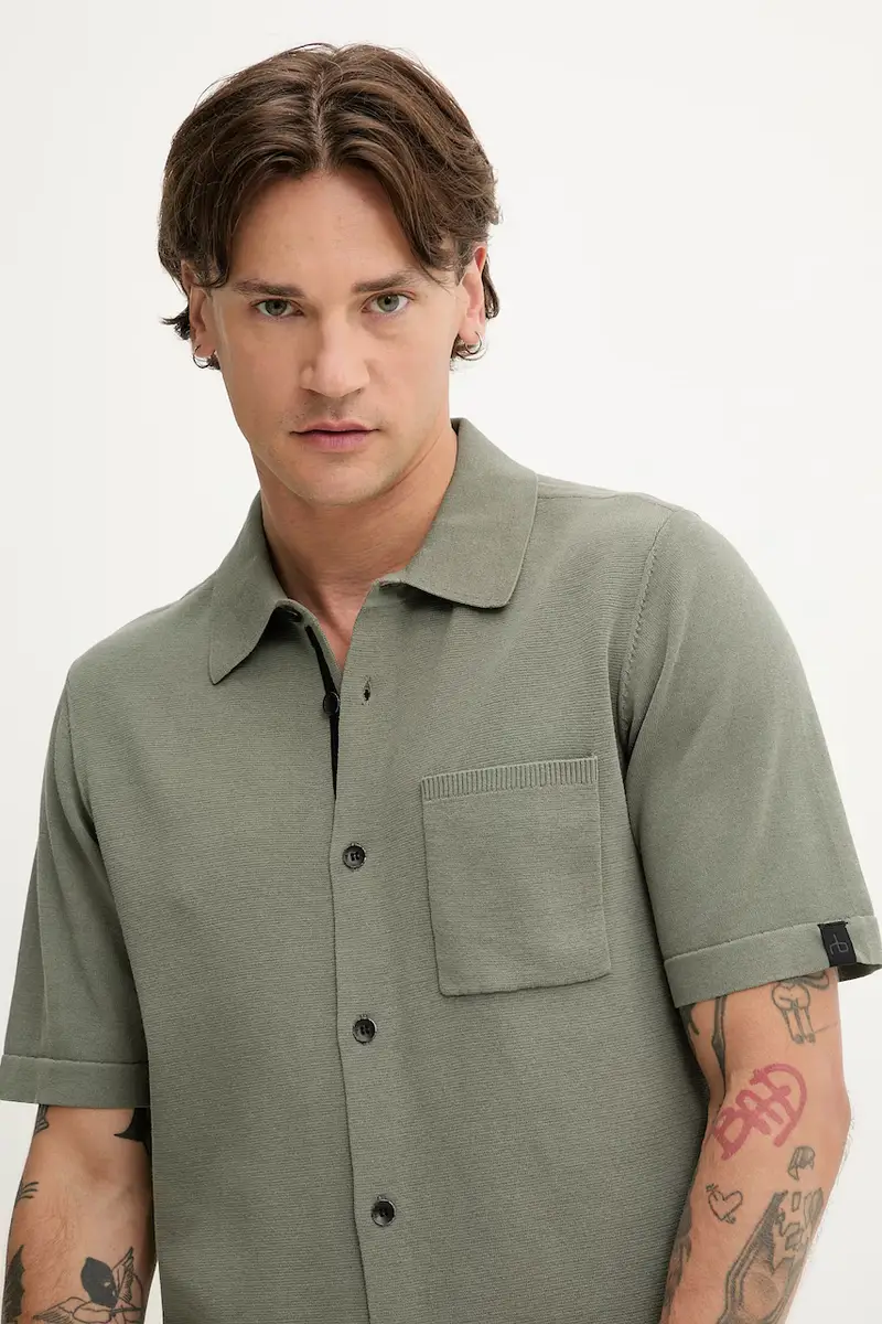 camicia uomo colore verde MBS25P038LN38 miniatura 4