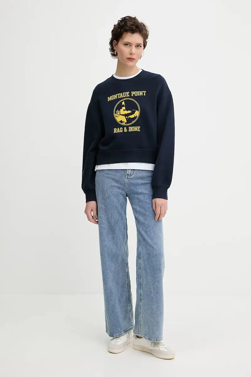 felpa donna colore blu navy WCC25PH021V121 miniatura 2