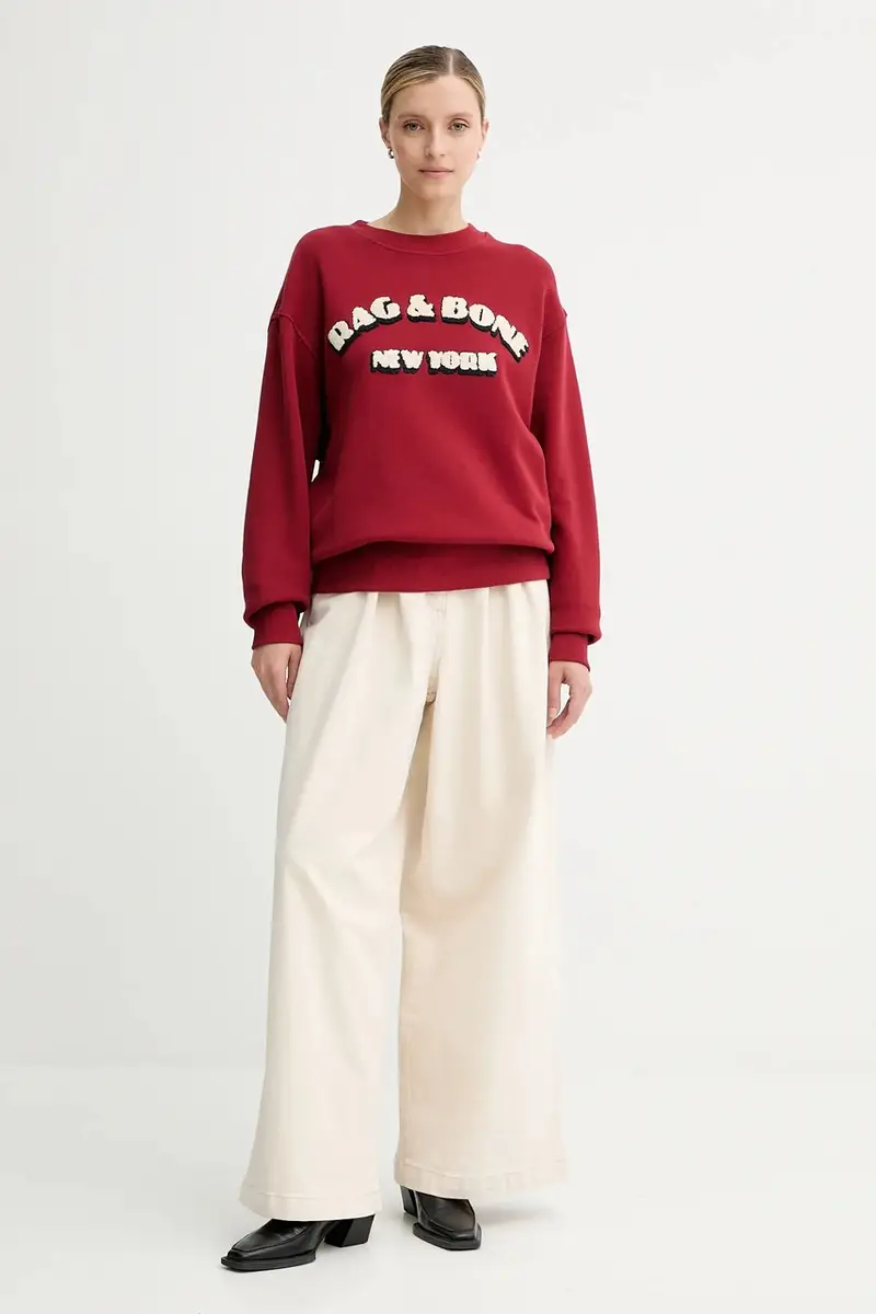 felpa donna colore rosso con applicazione RE0E25FT3VW miniatura 2