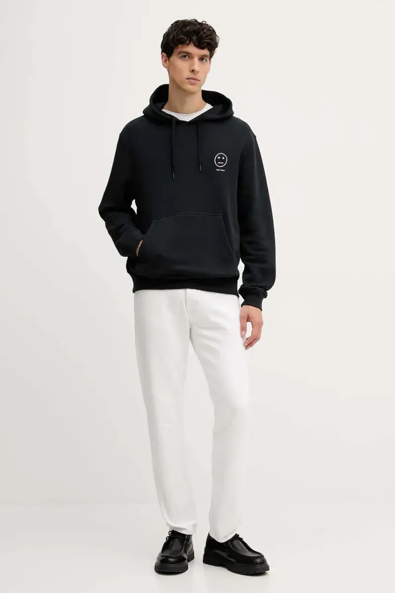 felpa uomo colore nero con cappuccio con applicazione RF7025FT2GM miniatura 2