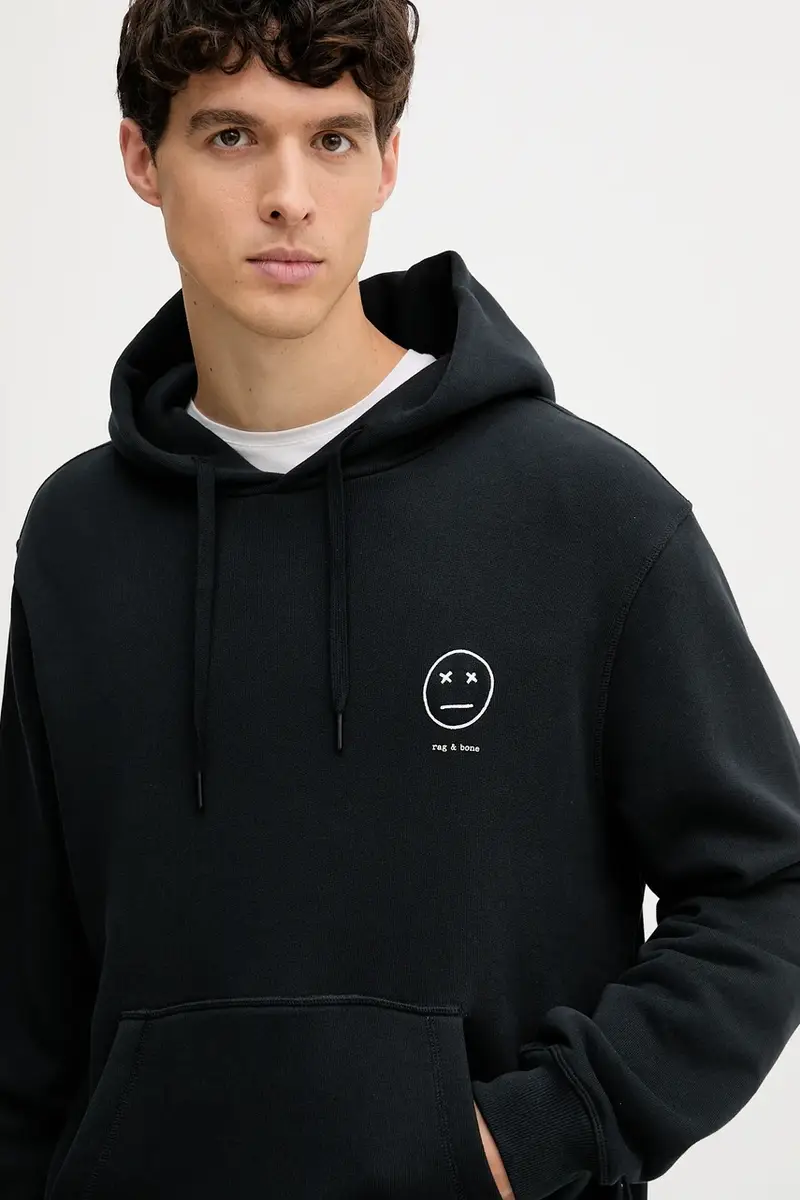 felpa uomo colore nero con cappuccio con applicazione RF7025FT2GM miniatura 4