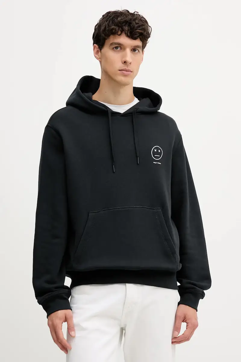 felpa uomo colore nero con cappuccio con applicazione RF7025FT2GM