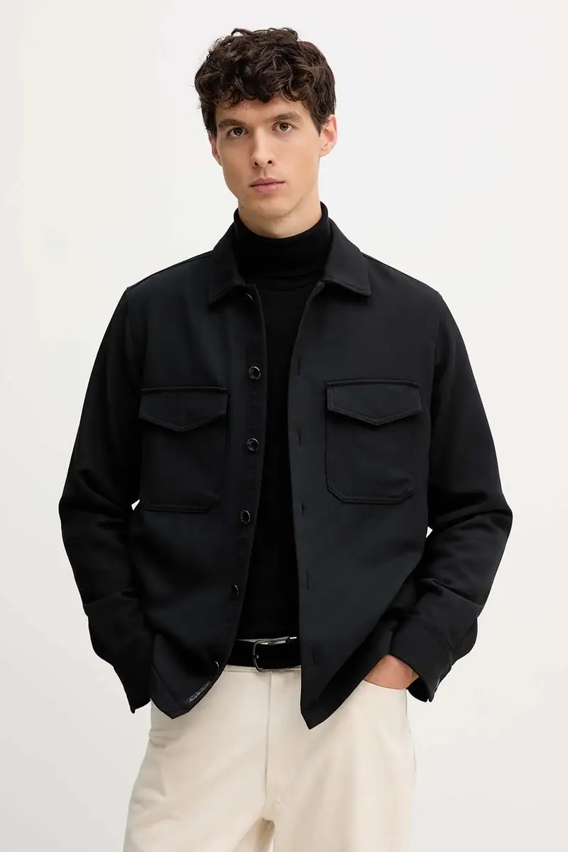 giacca camicia con lana colore nero RV9525FSMWO miniatura 4