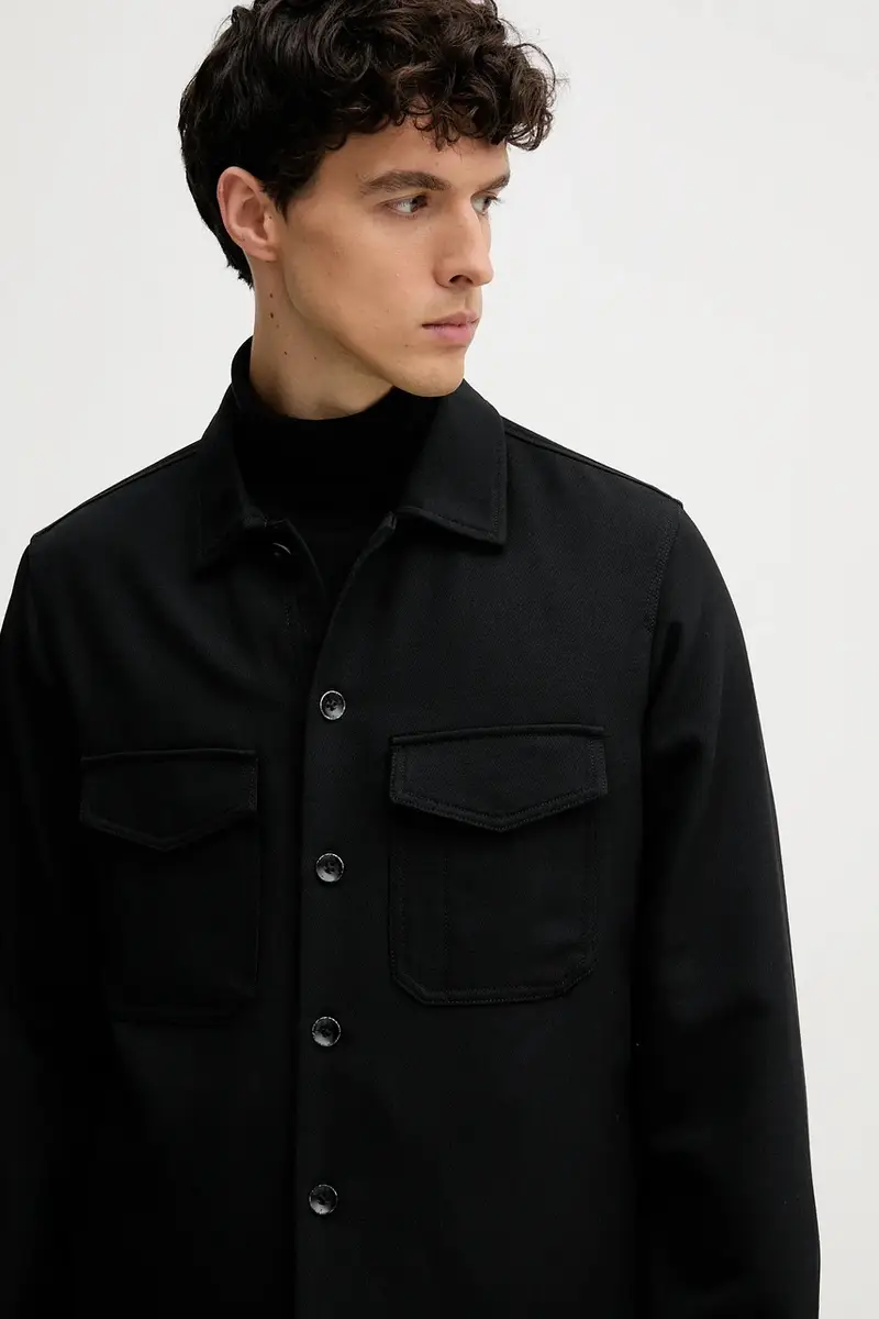 giacca camicia con lana colore nero RV9525FSMWO miniatura 5