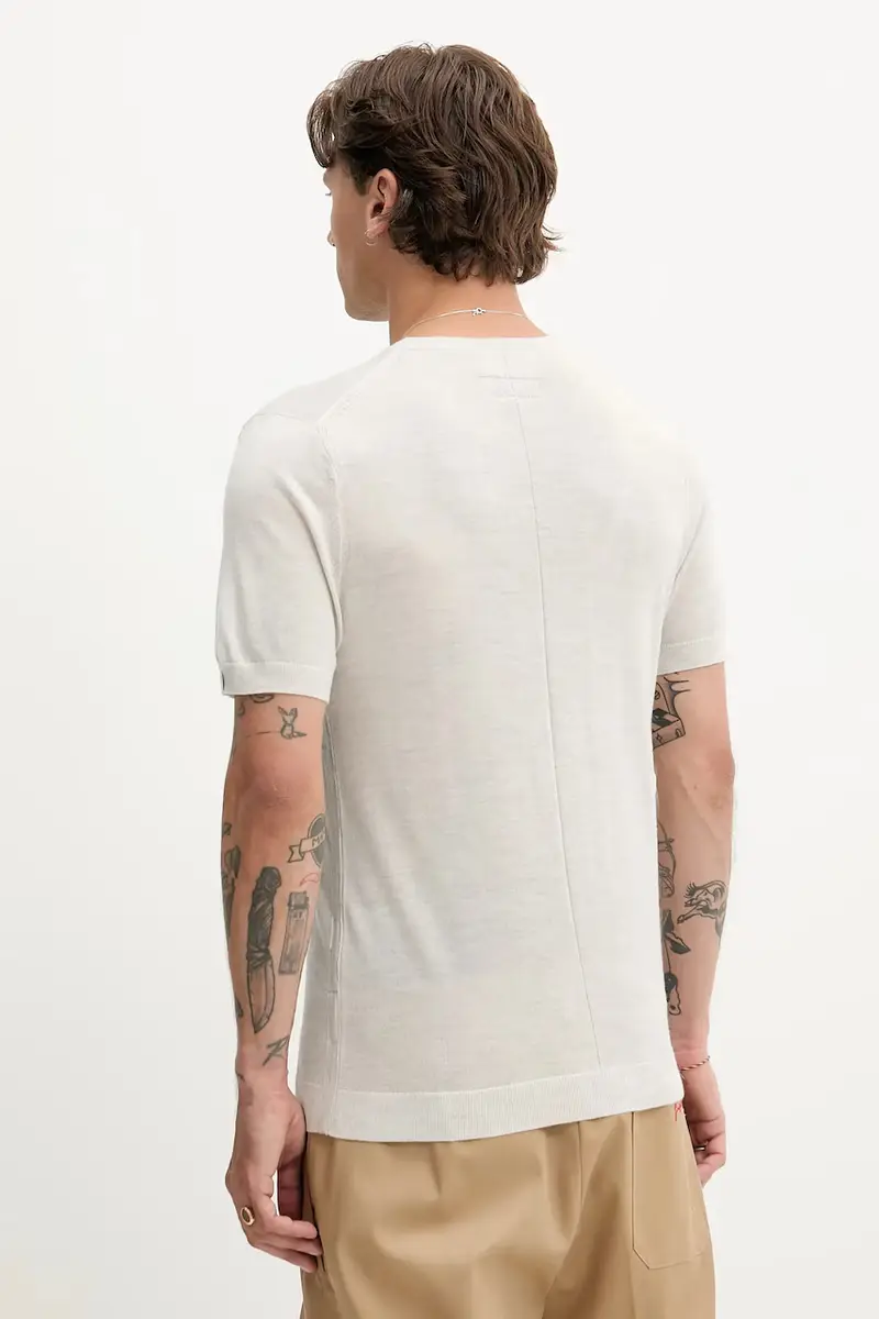 maglietta in lana uomo colore beige MBS25P017BM17 miniatura 3