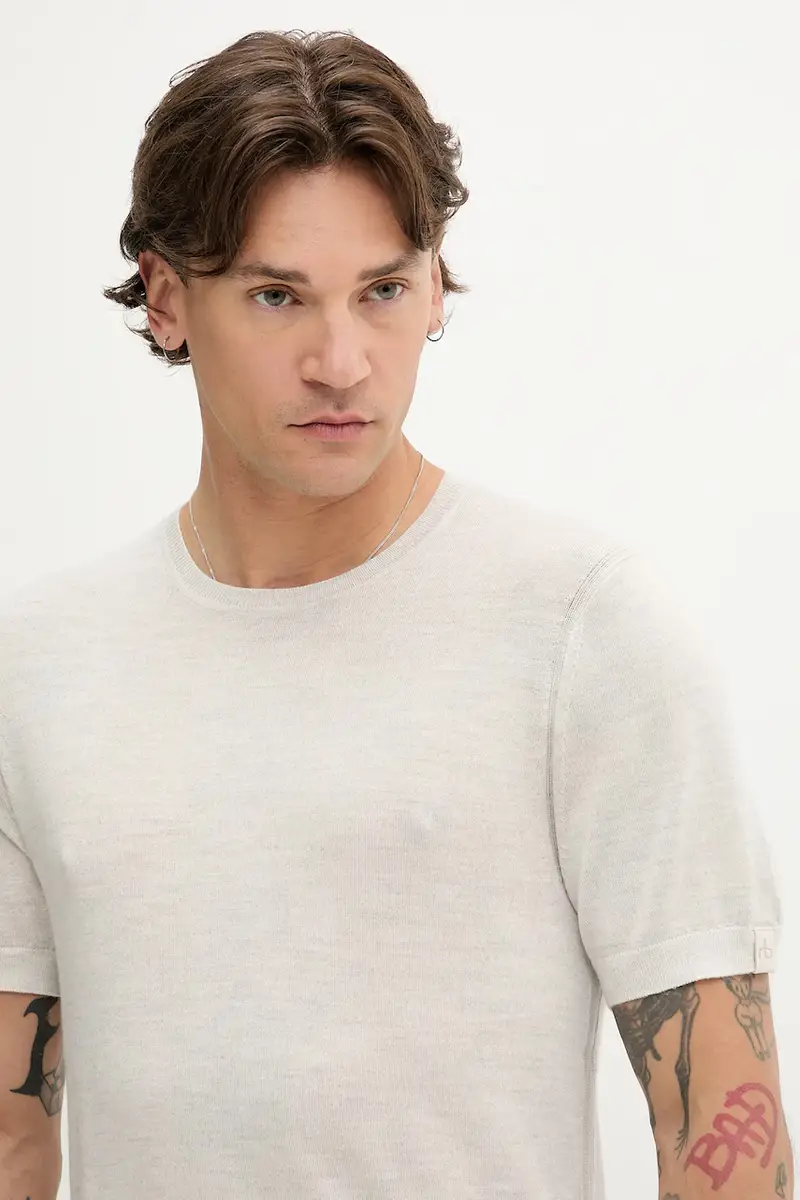 maglietta in lana uomo colore beige MBS25P017BM17 miniatura 4