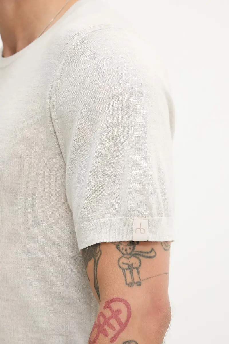 maglietta in lana uomo colore beige MBS25P017BM17 miniatura 5