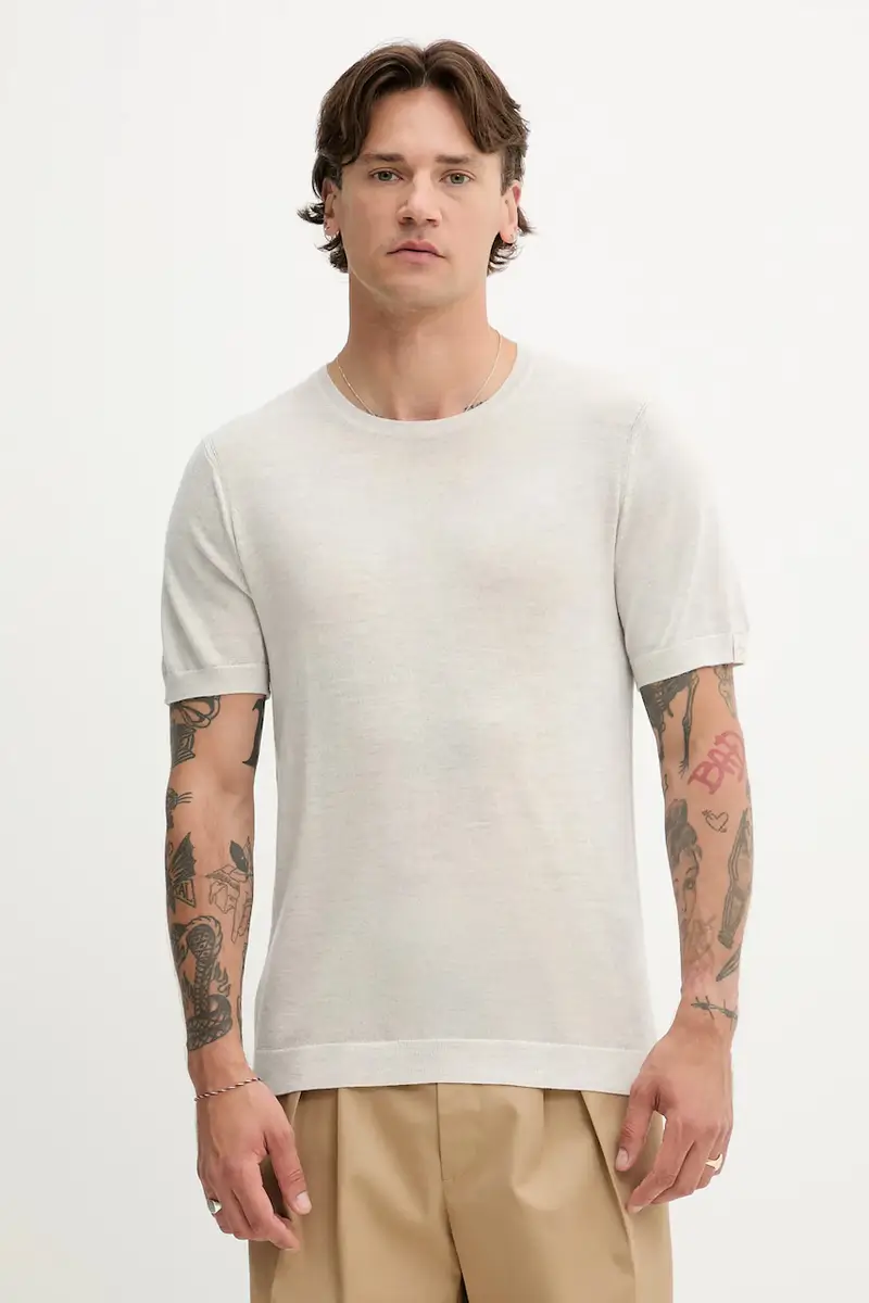 maglietta in lana uomo colore beige MBS25P017BM17