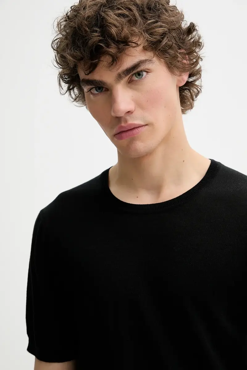 maglietta in lana uomo colore nero MBS25P017BM17 miniatura 4