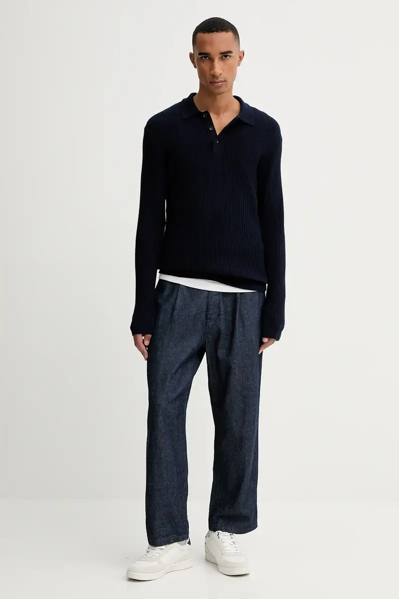 maglione in lana uomo colore blu navy RH2625F6MWH miniatura 2