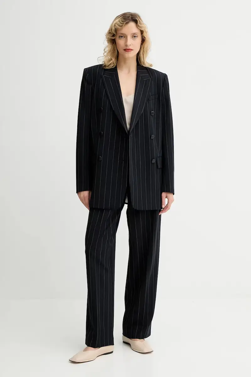 pantaloni con lana colore blu navy RA1H25F7MCN miniatura 2