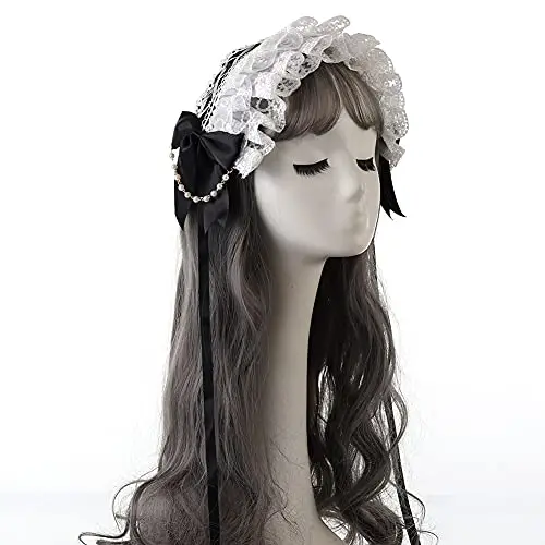 Ragazze Lolita Cameriera Cosplay fascia in pizzo fiore copricapo miniatura 3