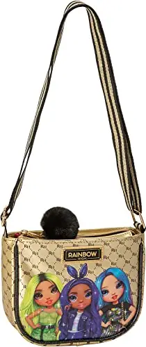 RAINBOW HIGH - Borsetta Bambina con Chiusura a Zip e Morbidi Pon Pon in Peluche, Ideale come Regali Natale per Bambine