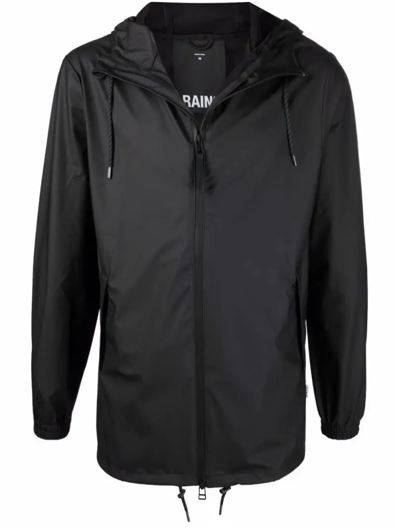 Rains Giacca unisex nera in tessuto tecnico impermeabile