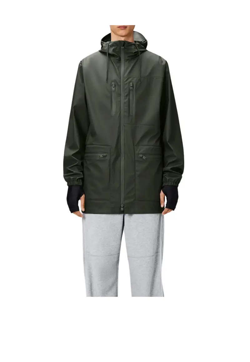 Impermeabile Uomo Rains Cargo Long Jacket Green