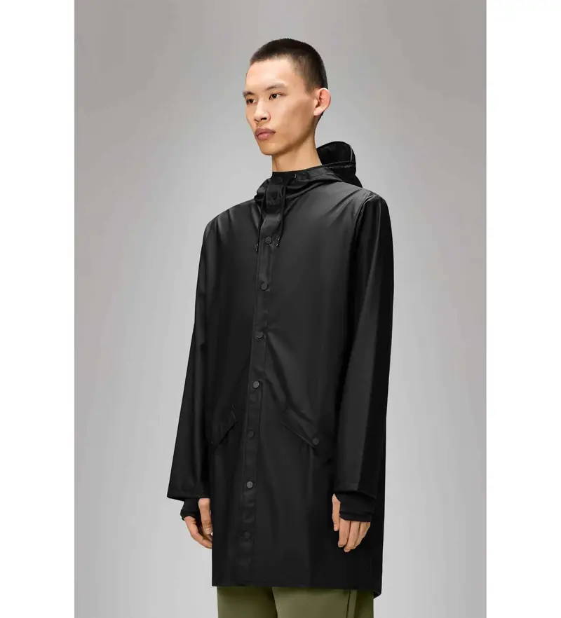 unisex 12020 giacca nera lunga (S), Nero, Casual, Impermeabile, Poliestere