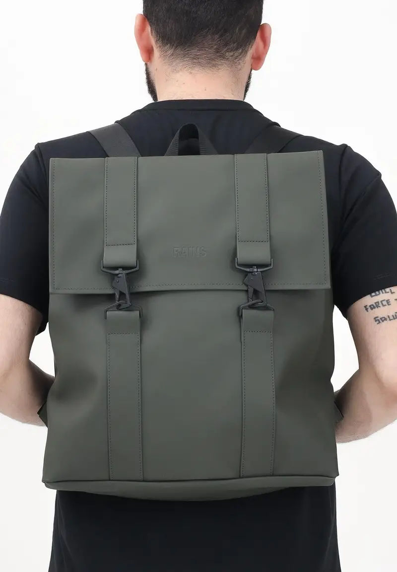 RAINS Zaino MSN verde per uomo e donna miniatura 3