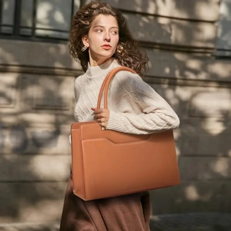 RAINSMORE Borsa Donna Borse Università Grande Borsa Lavoro Tracolla Marrone miniatura 2