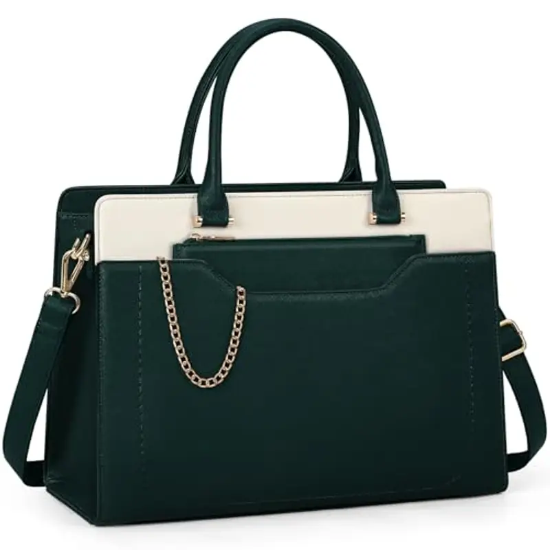 RAINSMORE Borsa Donna Borse Università Grande Borsa Lavoro Tracolla Verde + Bianco
