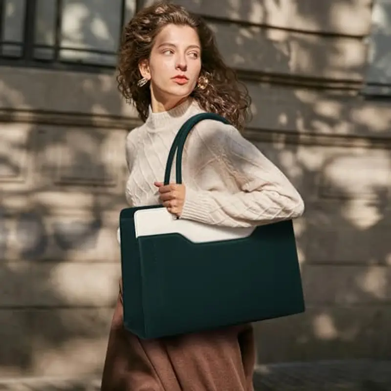 RAINSMORE Borsa Donna Borse Università Grande Borsa Lavoro Tracolla Verde + Bianco miniatura 2