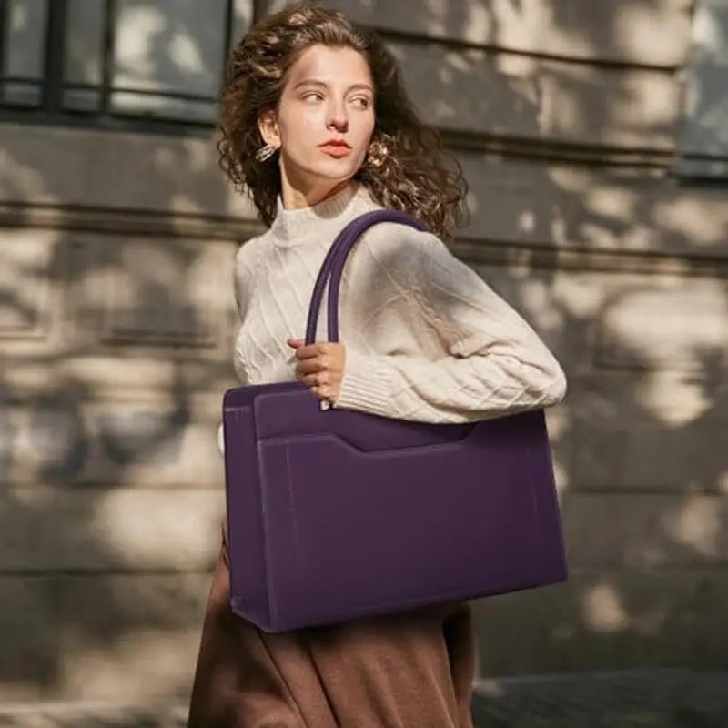 RAINSMORE Borsa Donna Borse Università Grande Borsa Lavoro Tracolla Viola miniatura 2