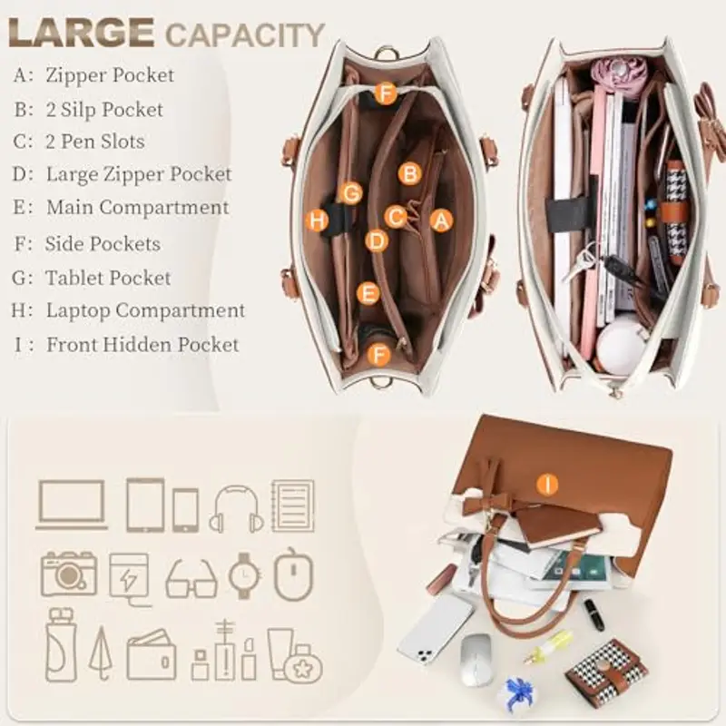 RAINSMORE Borsa Lavoro Donna Grande Borsa Porta PC 15.6 Pollici Impermeabile Tote Pelle PU per Università Business miniatura 3