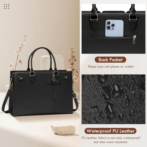 RAINSMORE Borsa Lavoro Donna PU Pelle Borsa Porta PC Donna Ufficio Borsa Università donna Tote Bag Tracolla Grande 15.6 miniatura 2