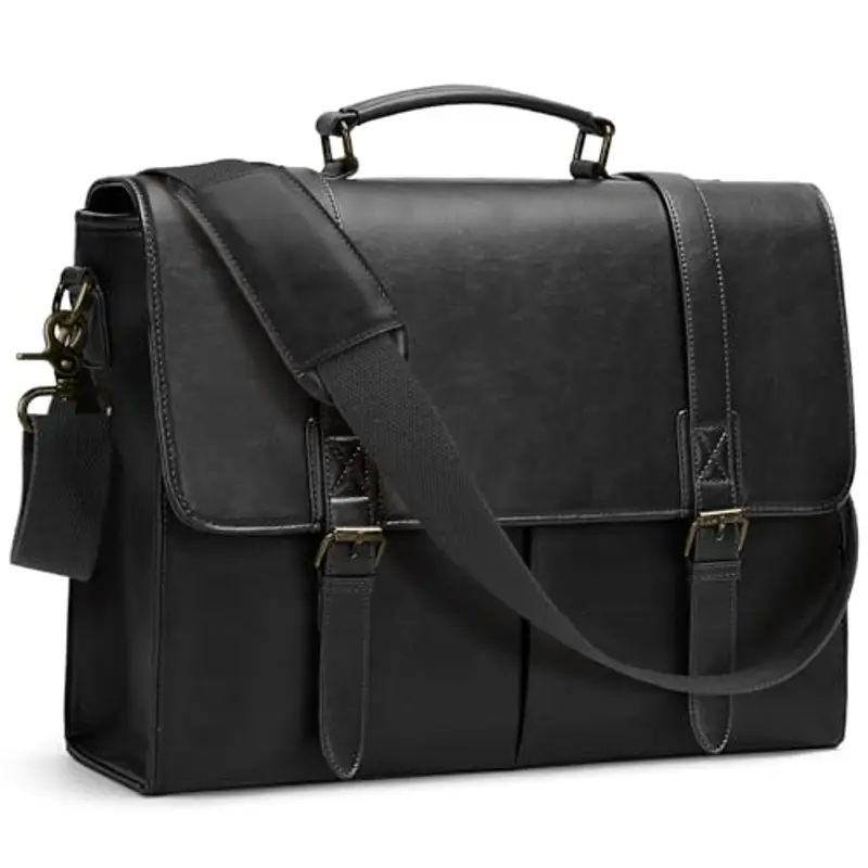 RAINSMORE Borsa Porta PC 15.6 Pollici Lavoro Uomo Ufficio in Pelle PU a Tracolla Documenti Computer Portatile