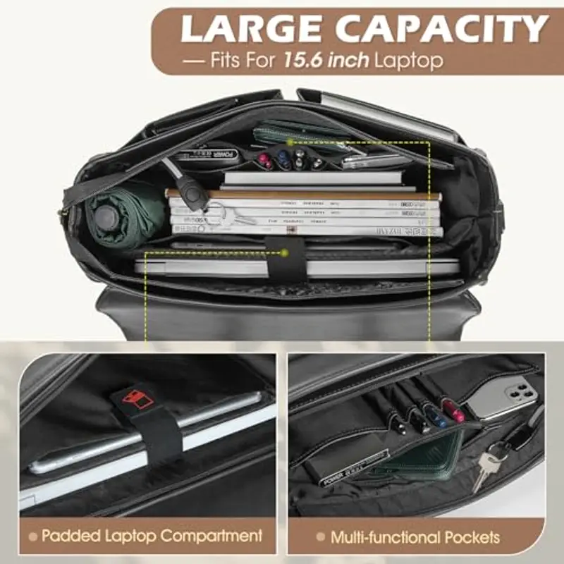 RAINSMORE Borsa Porta PC 15.6 Pollici Lavoro Uomo Ufficio in Pelle PU a Tracolla Documenti Computer Portatile miniatura 2