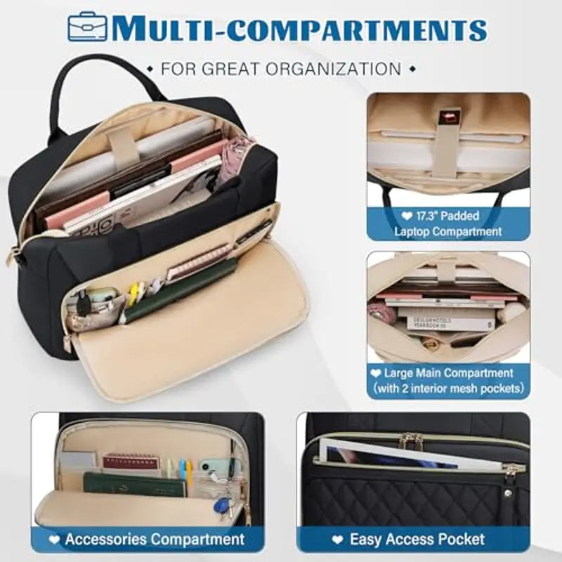 RAINSMORE Borsa Porta PC 17, 3 Pollici Borsa Lavoro Donna Impermeabile Borse Computer Borse Documenti Messenger miniatura 3