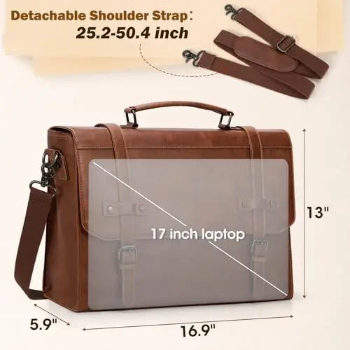 RAINSMORE Borsa Porta PC 17.3 Pollici Borsa Lavoro Uomo Pelle PU Borsa Computer Impermeabile Borsa Tracolla Valigetta miniatura 2