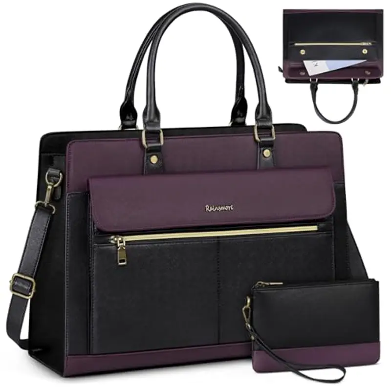 RAINSMORE Borsa Università Donna Borsa Lavoro in Pelle PU Grande Borsa Porta PC 15.6 Pollici Impermeabile a Spalla
