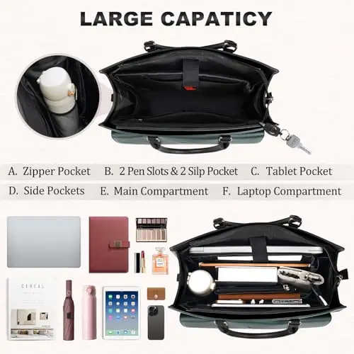 RAINSMORE Borsa Università e Lavoro Donna in Pelle PU Grande Porta PC 15.6 Pollici Impermeabile a Spalla Tracolla miniatura 3