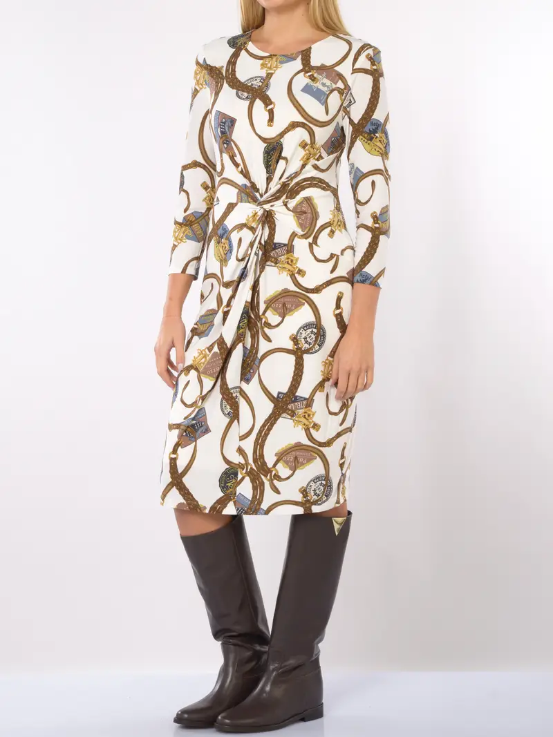 abito lungo da donna Ralph Lauren in tessuto tecnico a fantasia BEIGE