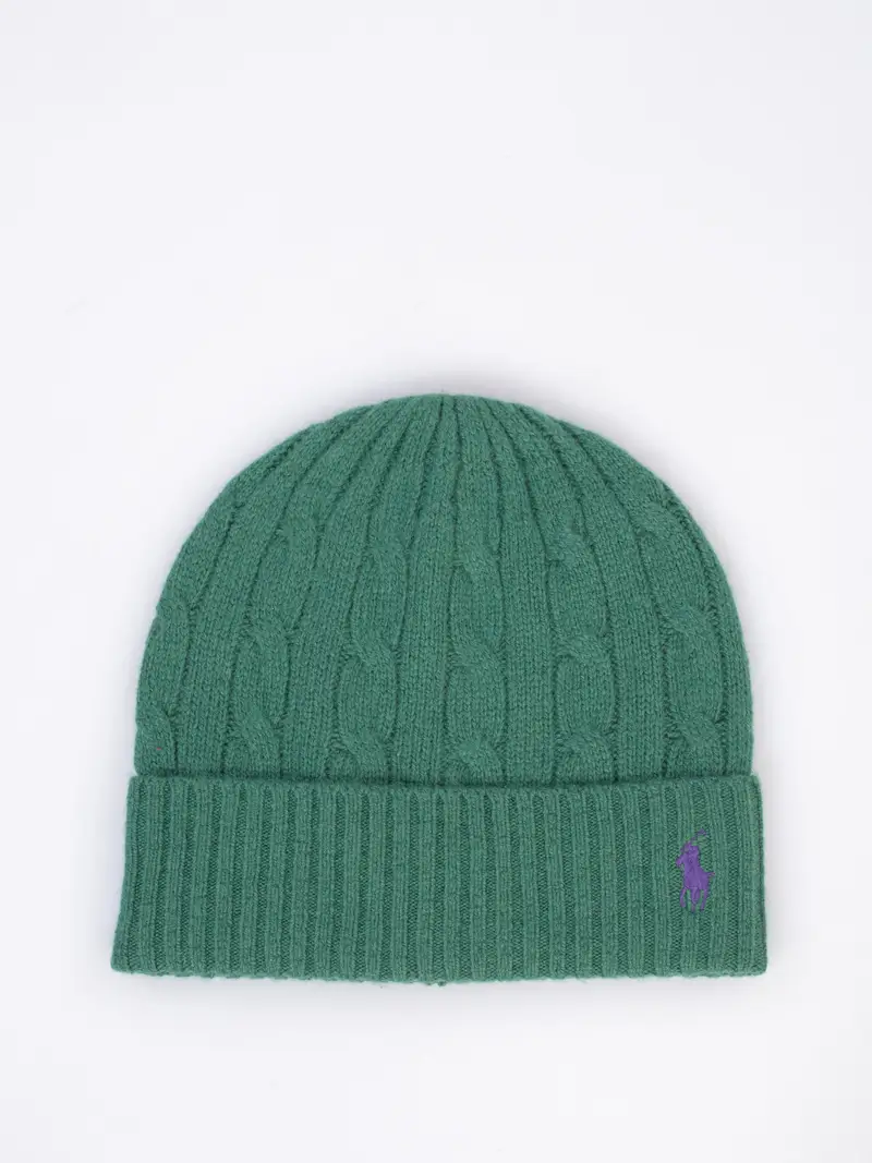 berretto da donna Ralph Lauren in lana e cachemire a trecce Verde