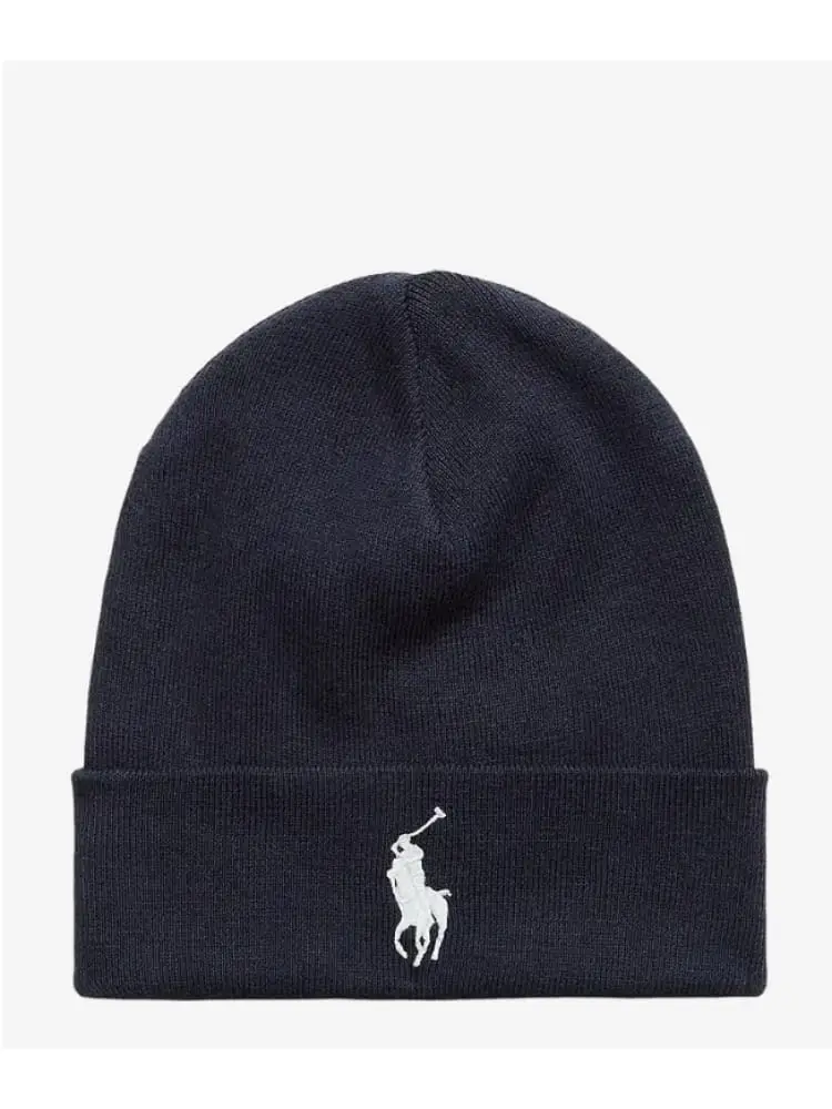 berretto in cotone blu con logo ricamato