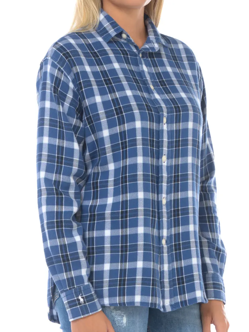 camicia da donna Ralph Lauren a quadri con spacchi Blu