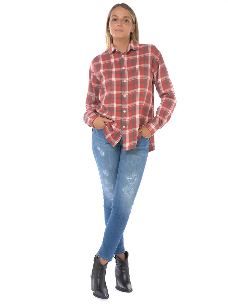 camicia da donna Ralph Lauren a quadri con spacchi Rosso miniatura 2