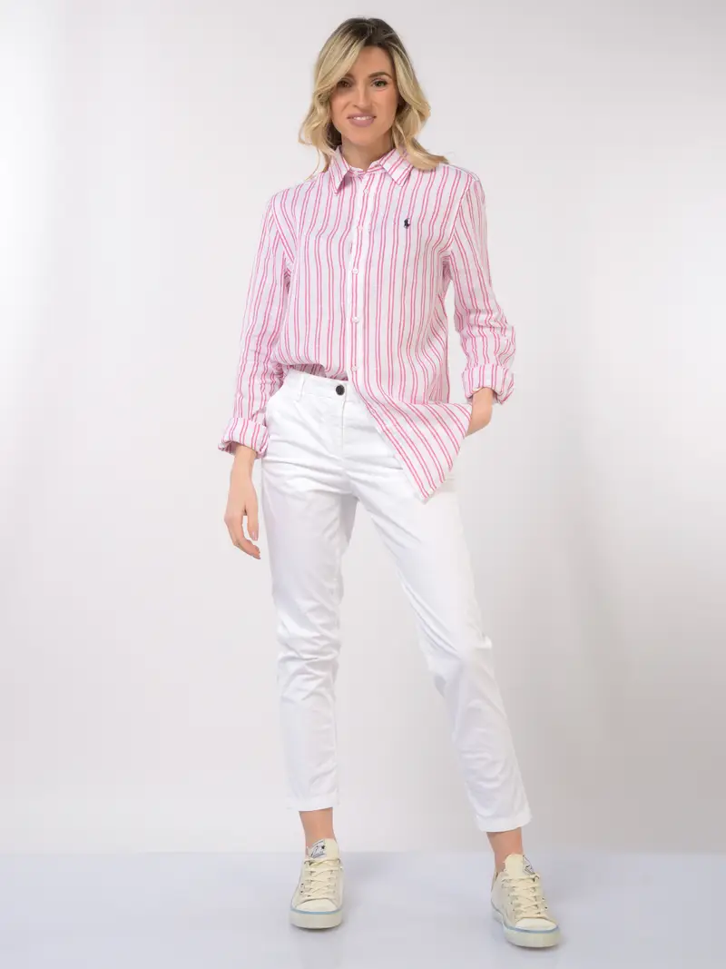 camicia da donna Ralph Lauren in lino a righe Rosso miniatura 2