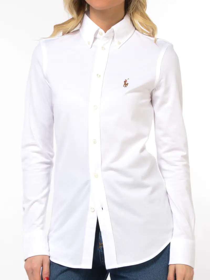 camicia da donna Ralph Lauren Knit Oxford botton down Bianco