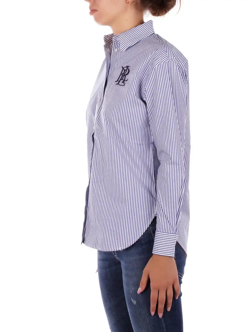 Camicia Donna RALPH LAUREN Blu white Kotta long sleeve button front miniatura 2