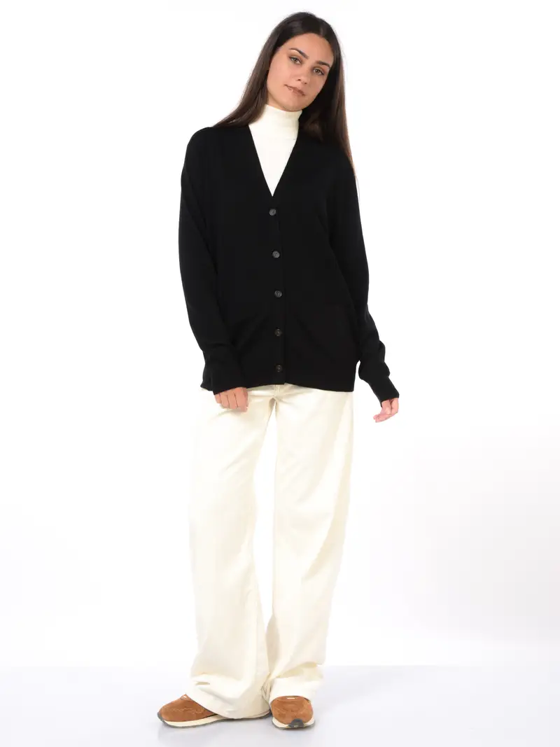 cardigan da donna Ralph Lauren in lana con logo NERO miniatura 2