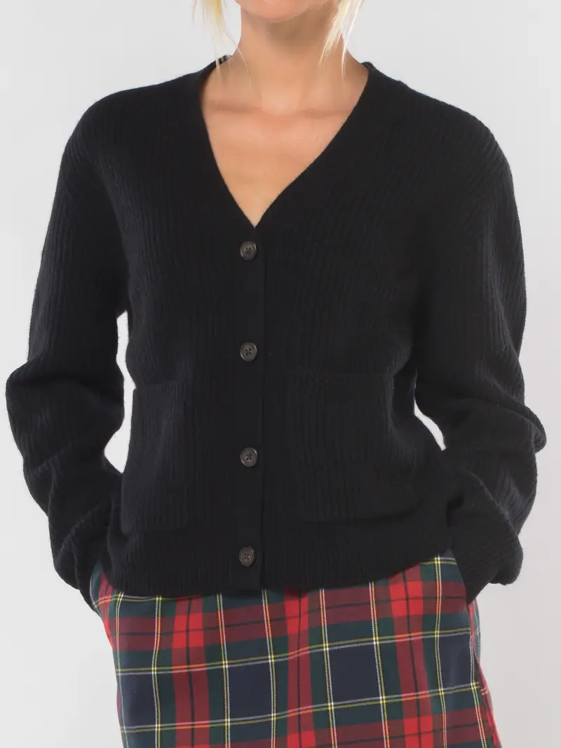 cardigan da donna Ralph Lauren in lana e cachemire con tasche NERO