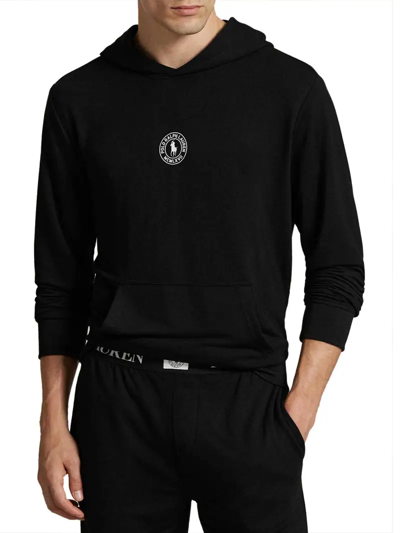 felpa cappuccio ralph lauren da uomo - nero