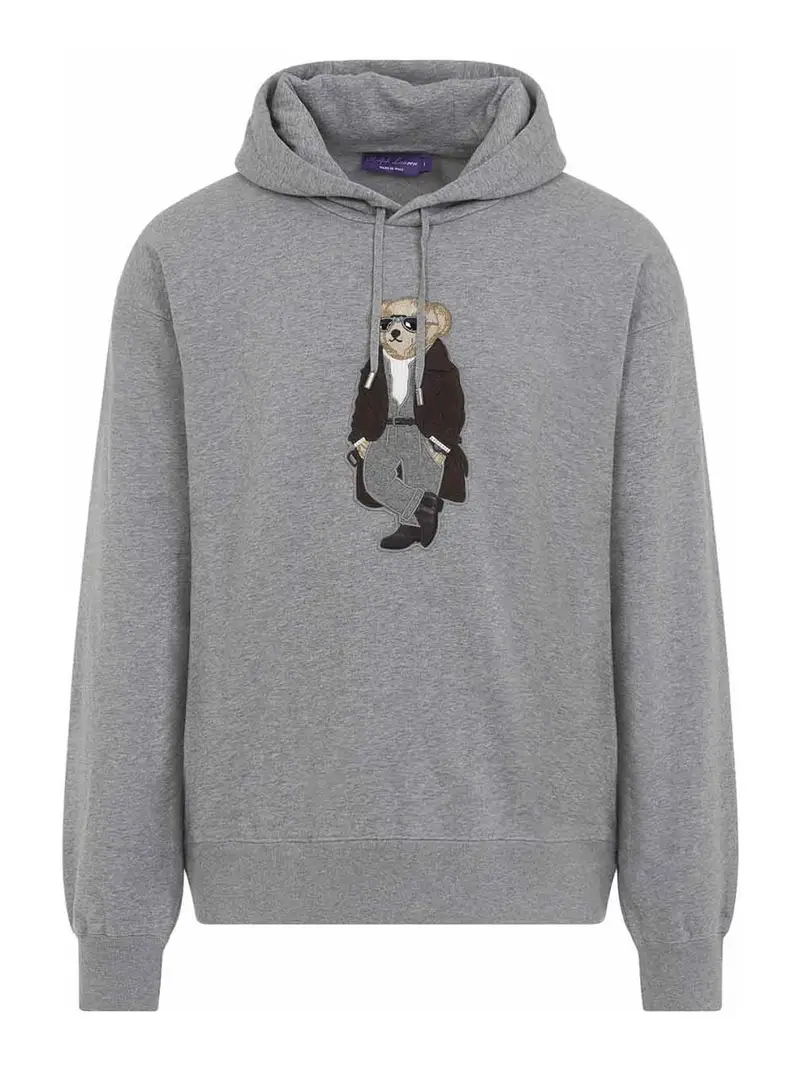 Felpa con cappuccio orso Grigio Chiaro