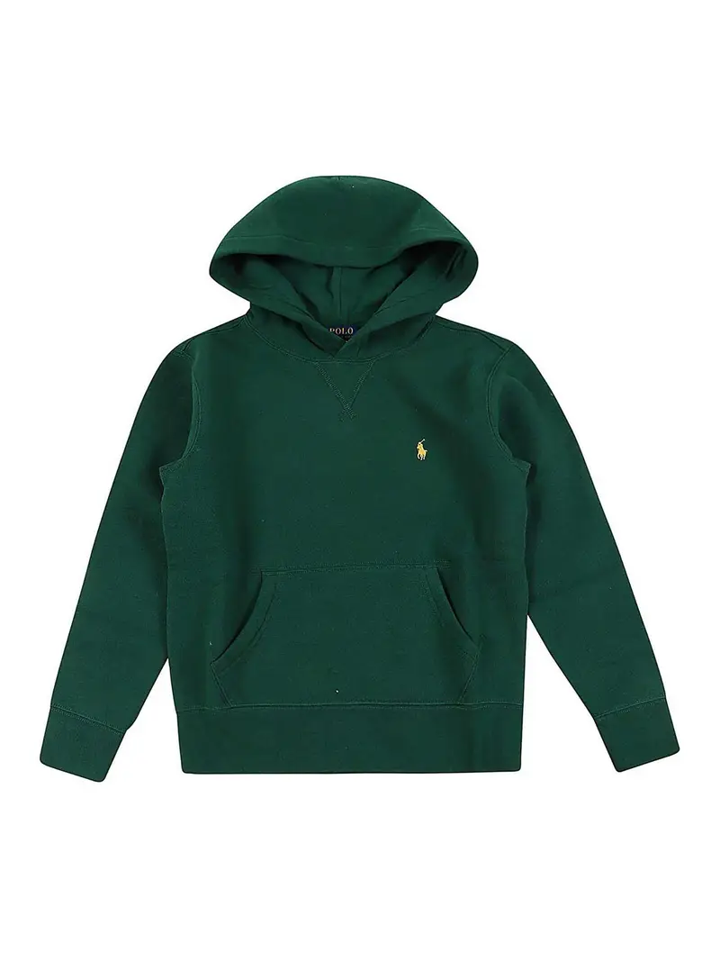 Ls Po Hood-Tops-Knit Verde Scuro