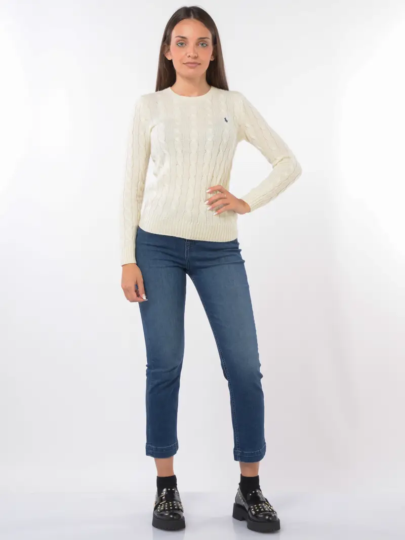 maglia da donna Ralph Lauren a girocollo in lana e cachemire Grigio miniatura 2