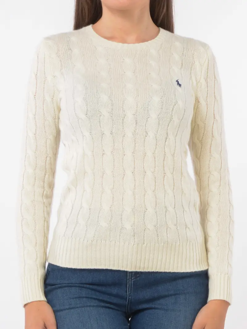 maglia da donna Ralph Lauren a girocollo in lana e cachemire Grigio