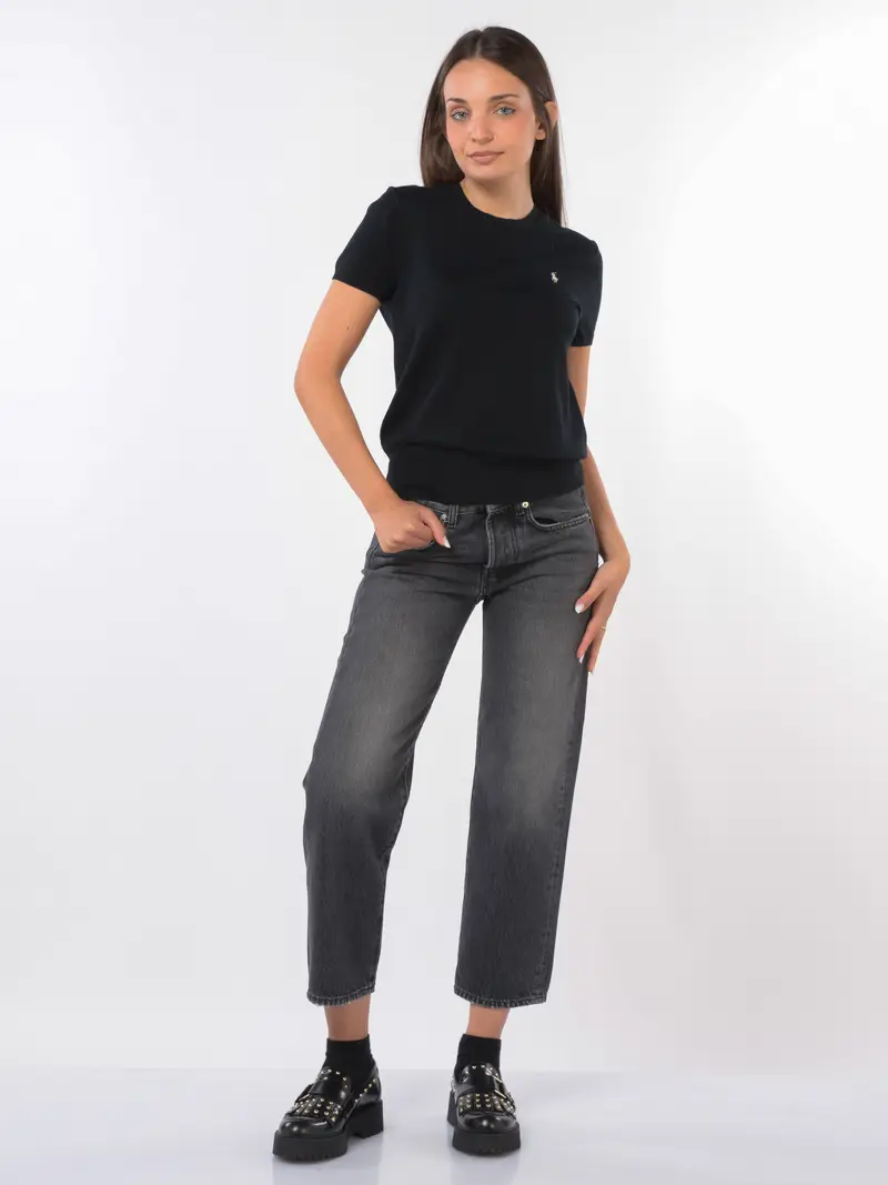 maglia da donna Ralph Lauren a manica corta con logo NERO miniatura 2