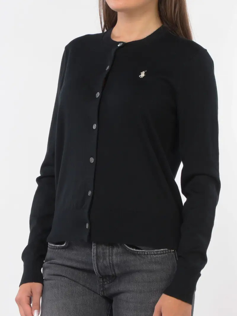 maglia da donna Ralph Lauren aperta con logo NERO